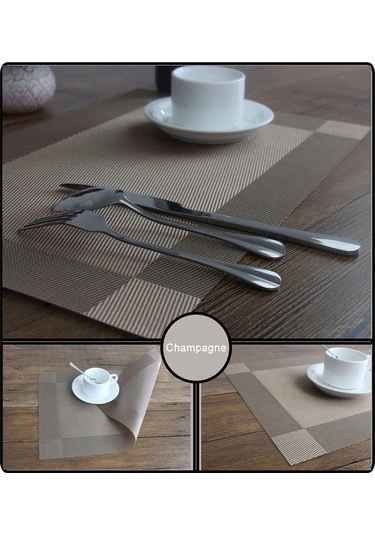Şampanya Termal 4 Adet/takım Kaymaz Servis Altlığı Yalıtım Ev Ürün Pedi Yemek Masası Mat Şampanya