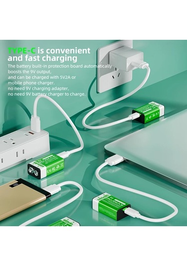 Willowhaven Pujımax 4400mwh 9v Şarj Edilebilir Lityum Pil 4lü Set Hızlı Şarj