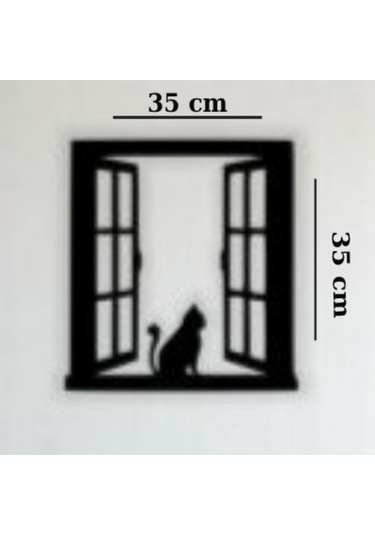 Pencereden Bakan Kedi Lazer Kesim Duvar Süsü İç Dekorasyon