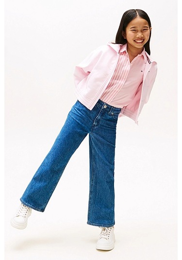 Kız Çocuk Beli Gipe Lastikli Fermuarlı Sweatshirt - Pembe Light Pink