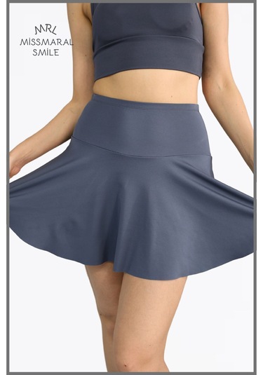 Antrasit Şortlu Etek Yüksek Bel Skirt With Shorts Casual Beachwear Tennis 110101 Antrasit