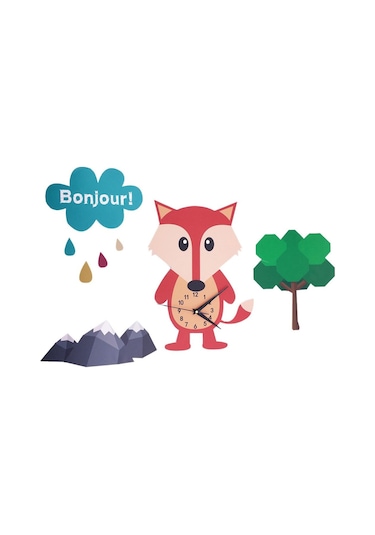 Suntek Çocuk Yatak Odası Oyun Odası İçin Güzel Karikatür Hayvan Sessiz 3D Duvar Saati Çok Renkli