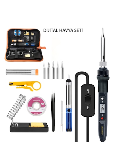 Exeo Dijital Isı Ayarlı Havya Set Lehim Makinesi Seti 80w Çantalı