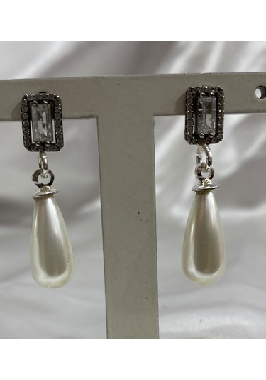 Firuze Gümüş İnci Damla Tasarım Küpe F16001997