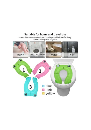 Sones Kurbağa Şeklinde Pp Malzeme Çevre Koruma Çocuk Seyahat Taşınabilir Tuvalet Oturağı Yeşil