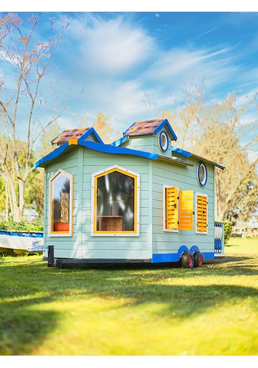 Mandu Ahşap Çocuk Tinyhouse Oyun Evi Çok Renkli