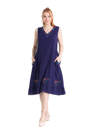 Kolsuz Şile Bezi Mehtap Midi Boy Elbise Mor Mor-mor