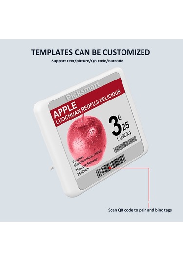 Sones 2.1 İnç E-mürekkep Ekranlı Bluetooth Akıllı Elektronik Etiketler Özel Metin/resim/qr Kodu/barkod Desteği Diğer