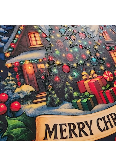 Yılbaşı Ağaçlı Yeni Yıl Evi Kapı Ve Duvar Süsü 30x30