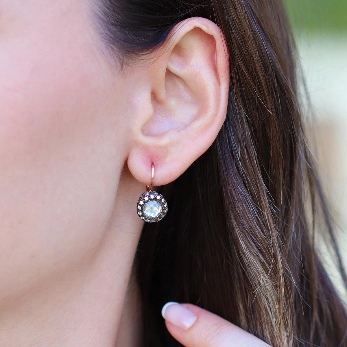 Elmas Montür Taşlı Rose Gold Gümüş Küpe Gümüş