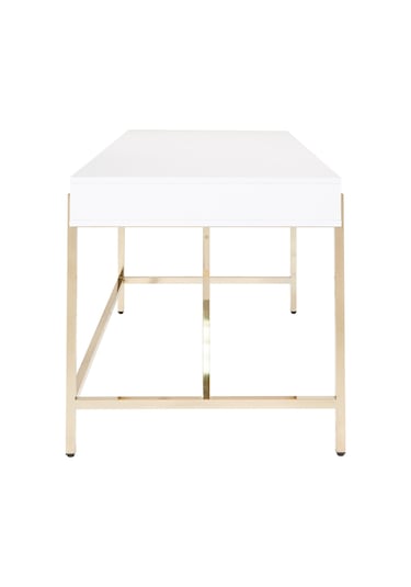 Mandy Gold Metal Beyaz Çalışma Masası