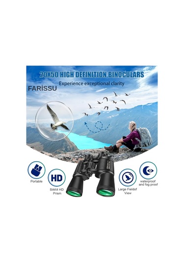 Kl65 20x50 Hd Dürbün Geniş Görüş Açısı, Yüksek Büyütme Kapasitesi Siyah