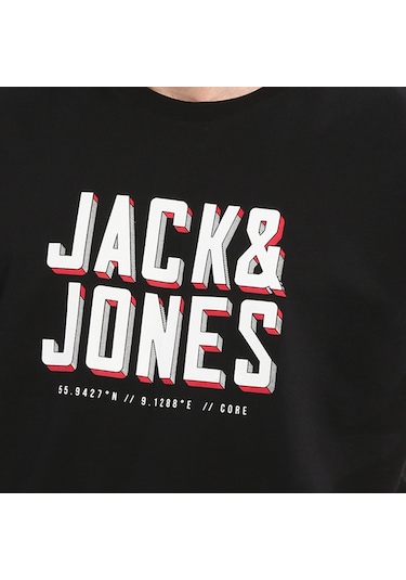 Jack & Jones Göğüs Logo Baskılı Tişört Grow 12249613 Siyah