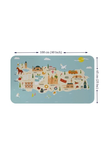 Eğitici Ve Öğretici Cocuk Odası Türkiye Haritası Duvar Sticker-60x105-3879 Renkli