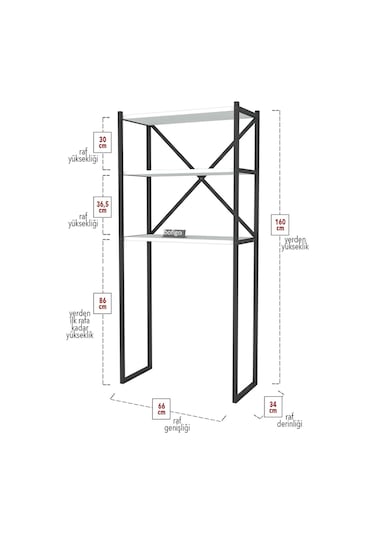 Bofigo 3 Raflı Metal Banyo Düzenleyici Beyaz