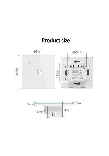 Fastbuy Wifi 20a Su Isıtıcı Anahtarı, Zamanlı Ve Sesli Kontrol, Siyah Ab Tak