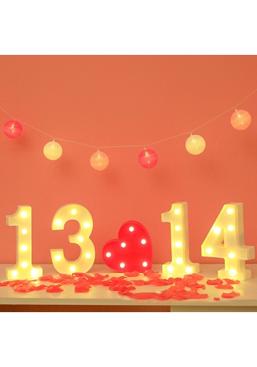 Jeehugo Sıcak Beyaz Sürekli Aydınlatma Ip54 Su Geçirmez Pvc Dijital 0 Işıklı Lambası - 2xaa Pil İle Çalışır Pil Dahil Değil - Parti, Düğün, Ev Dekorasyonu İçin Beyaz