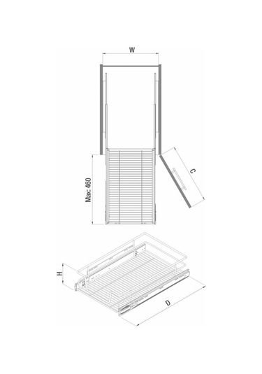 Starax S-2012 Bağımsız Teleskopik Raylı Çekmece, 60 Cm
