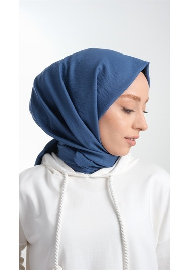 Hürrem Bone 202105_34 Pamuk Düz Klasik Caz Şal İndigo