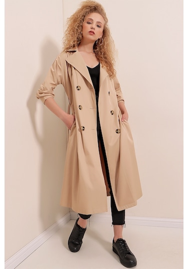 Bigdart 5853 Kruvaze Yaka Trençkot - Vizon 001