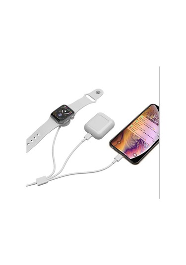 Vit 3 İ 1-kabel För İphone Airpods Apple Watch Laddare Usb Trådlös Laddningsstation