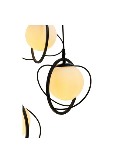 Dünya 3 Lu Tepsi Glop Beyaz Rengi Camlı Siyah Avize. Salon, Mutfa 1 Adet