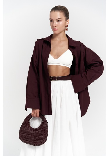 Phoebe Oversize Bordo Gömlek bordo