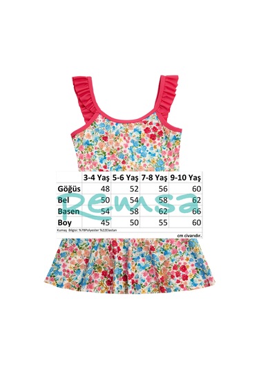 Uv Korumalı Askılı Elbise Mayo Kız Çocuk Yüzücü Mayo 5224 Beyaz Beyaz