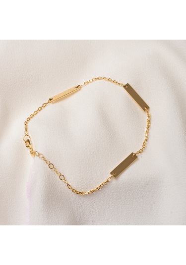 Gümüş Bileklik - Kişileştirelebilir Harf-isim Yazılabilir 3 Plaka 925 Ayar Gümüş Bileklik Gümüş