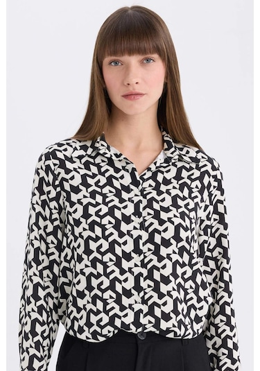 DeFacto Regular Fit Baskılı Uzun Kollu Gömlek I8266AZ25SPBK81