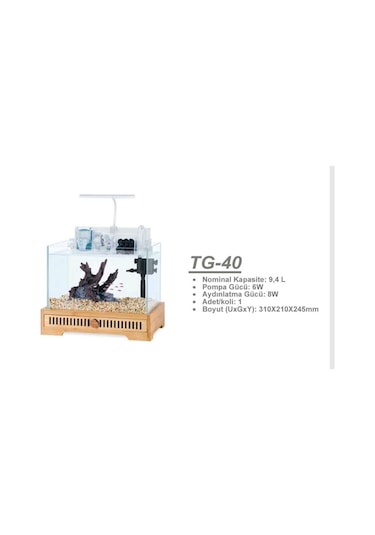 Jeneca Tg-40 Akvaryum+dekor 31x21x24,5 Cm 9,4l