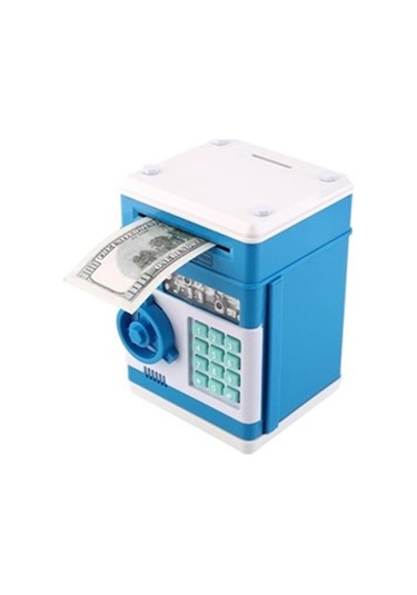 Kişiye Özel Şifreli Otomatik Kağıt Para Alan Kasa Kumbara Mavi