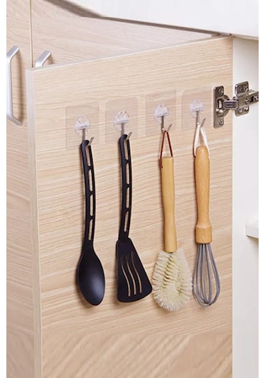 4 Adet Kendinden Yapışkanlı Kapı Duvar Askısı Kancası, Güçlü Yapışkanlı Şeffaf Askı, Yapışkanlı Askı Renkli