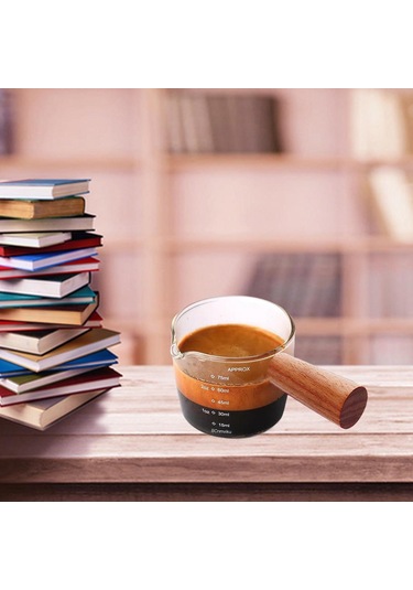 Suntek Espresso Bardağı Ölçüm Kabı Ahşap Saplı Ölçü Tek Çıkışlı