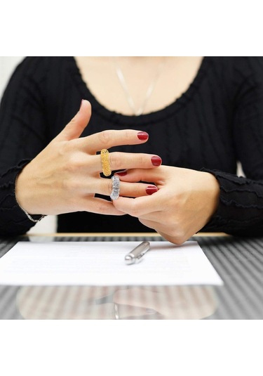 Batmayan İğneli Reiki Sujok Yüzüğü Masaj Stres Esnek Yaylı Akupunktur Yüzük Gümüş Renk Gümüş