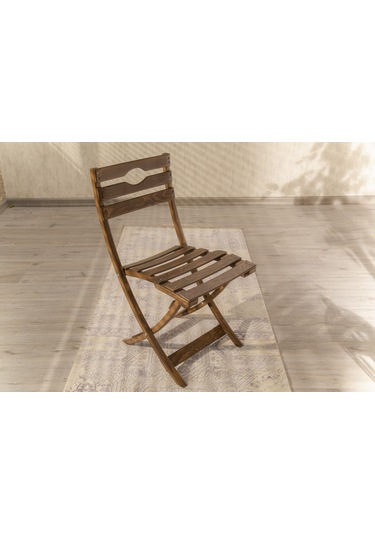 Emideco Ahşap Katlanır Sandalye Bahçe Balkon Salon Sandalyesi 2 Adet Ceviz