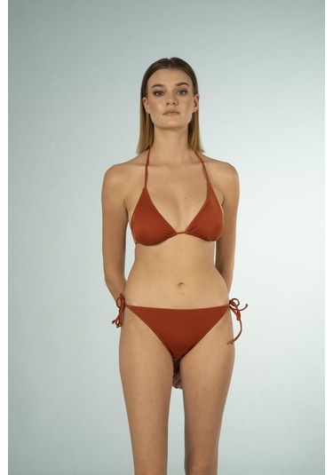 Estiva Üçgen İpli Bikini Takımı - Kiremit Çok Renkli