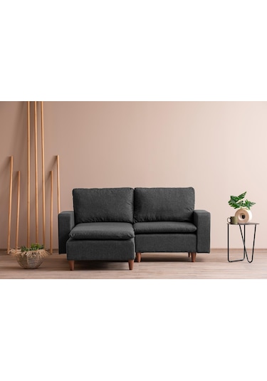 Lungo Modüler Mini Köşe Koltuk Takımı L Koltuk - Koyu Gri Keten Koyu Gri
