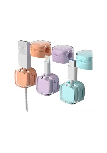 Fastbuy 6'lı Turuncu Masaüstü Mıknatıslı Kablo Düzenleyici, Otomatik Yapışkan Kutuplu Kordon Tutucu