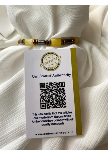 İlknur Doğal Taş Evi Kehribar Ve Hematit Bileklik Sarı - Siyah