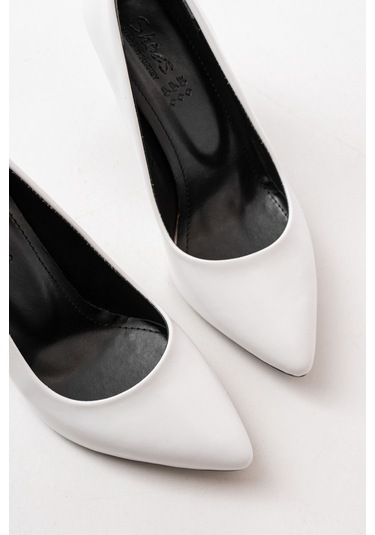 St-001 Beyaz Rugan Günlük 9 Cm Topuklu Bayan Stiletto Ayakkabı Renksiz