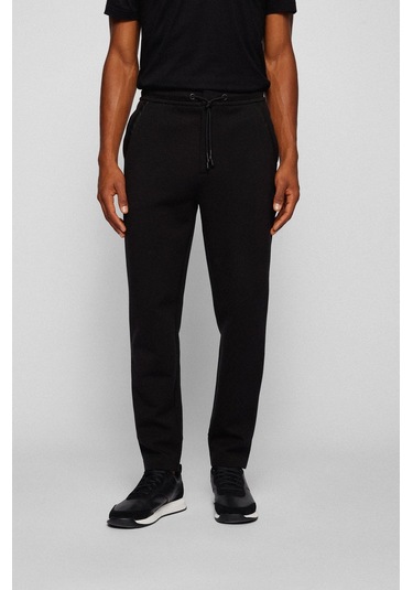 HUGO BOSS JERSEY TROUSERS PAMUK KARIŞIMLI, KAVİSLİ LOGOLU EŞOFMAN Siyah