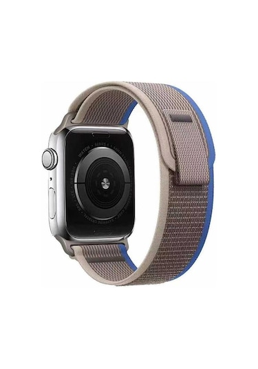 Apple Uyumlu  Watch Se, Ultra 2, 9, 10 Trail Loop Kordon - 38/40/41mm - Gri Mavi