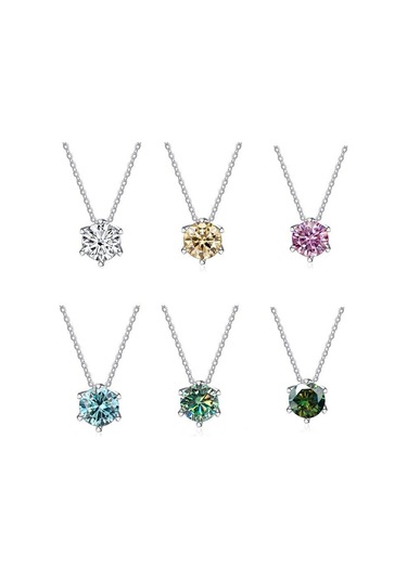 Yeşil Bagueringen 100% 925 Gümüş Kolye Kolye Yuvarlak 1.0ct D Renk Yeşil Mozanit Geçiş Elmas Testi Kadınlar Için Zarif Kolye