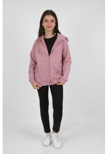 Toontoy Kız Çocuk Cep Üstü New Coll Nakışlı Hırka Gül Kurusu