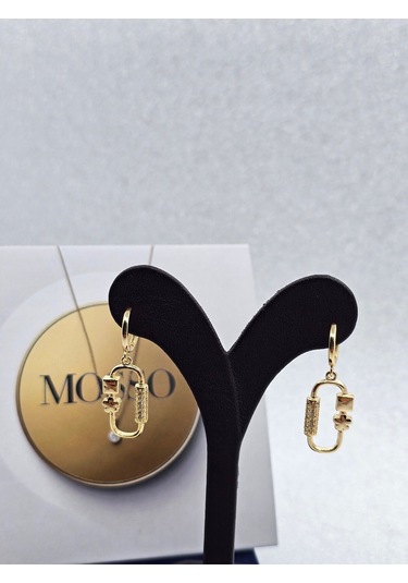 Xuping Zirkon Yıldız Kare Model Gold Renk Çelik Küpe Altın