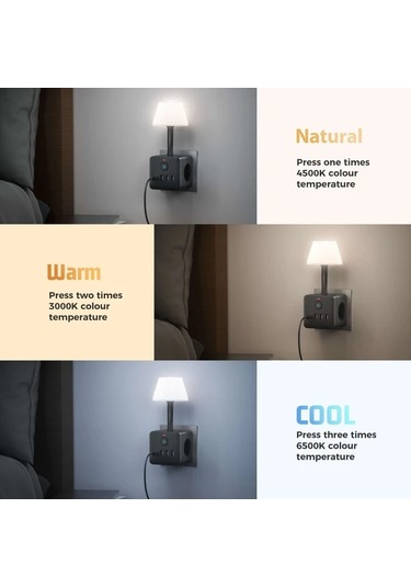 Xuweiwei Beyaz Avrupa Standart Fisli 8li 1 Arada Duvara Monte Priz Masa Lambali Asiri Gerilim Korumali Anahtrli 3 Ac Priz 3 Usb 1 Type C 220 240v