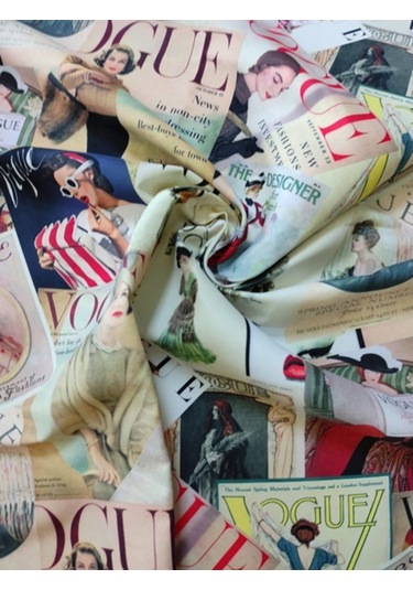 Vogue Eski Dergi Kapakları Desenli Dijital Kumaş