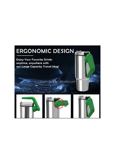 Maiyame 304 Çelik İç, 201 Çelik Dış, 900ml Donmuş Bardağı - 8s Isı, 36s Soğuk Saklama, Döner Kollü, Taşınabilir Gümüş Siyah