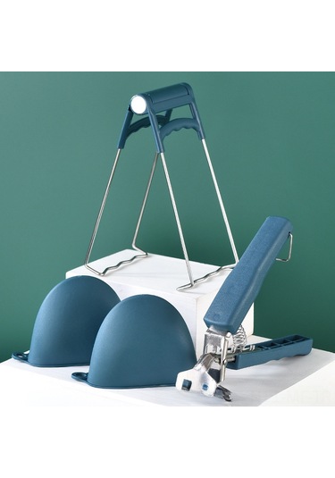 Mufunye Mutfak Isıya Dayanıklı Silikon Eldivenli Set: Paslanmaz Çelik Tabak-kase Tutucu, Kayma Engeli, Pratik Hediye Yeşil Diğer